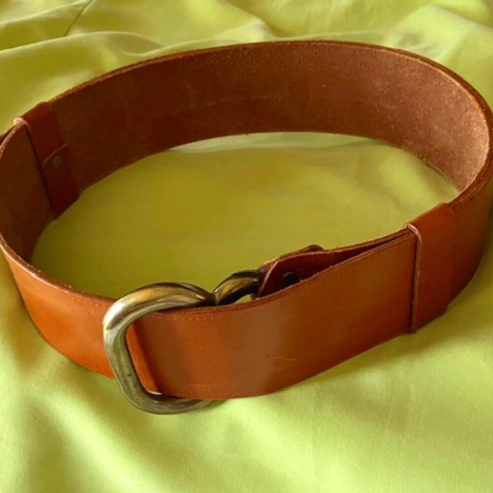 Vintage 1980's  Saks Fifth Avenue, wide caramel colored leather belt from Italy